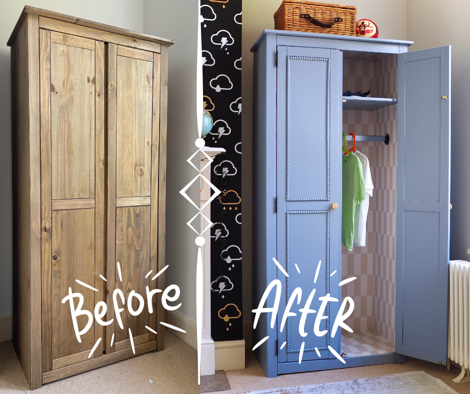 Upcycled wardrobe on sale before and after